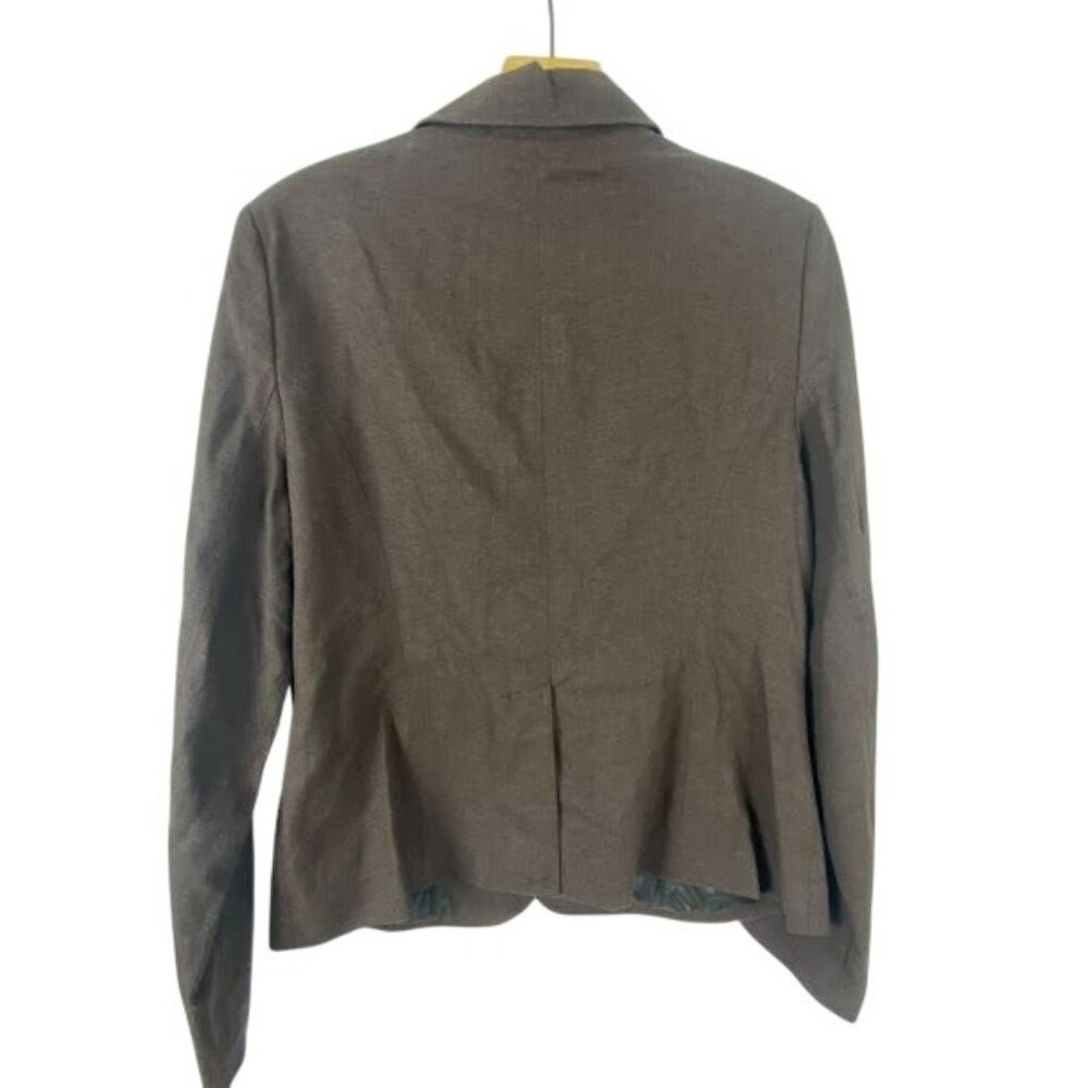 BCBG Maxazria Brown Linen Blend Blazer Jacket Women's‎ Large - Picture 2 of 12